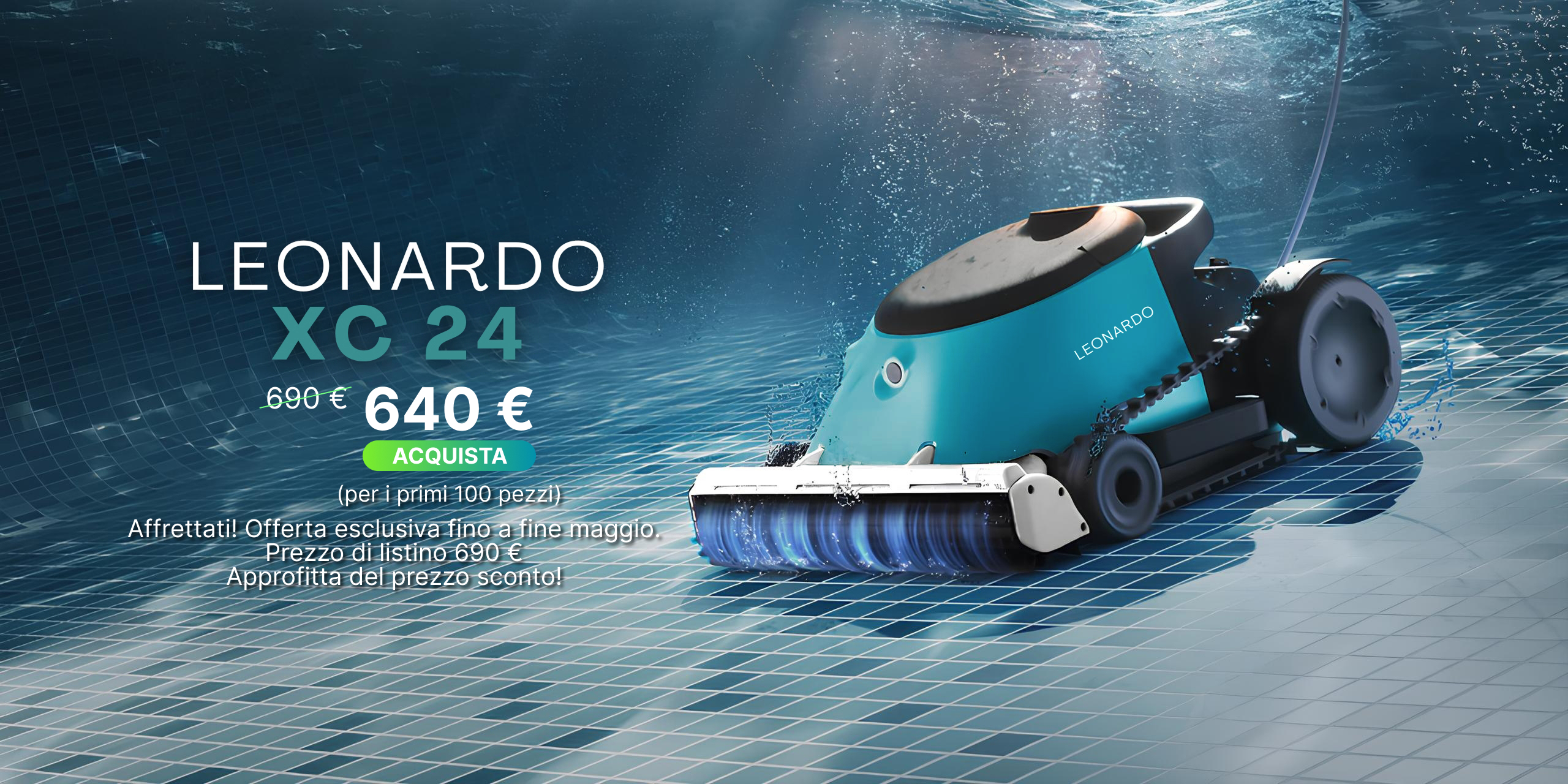 Robot pulitore automatico wireless per piscine Leonardo XC 24